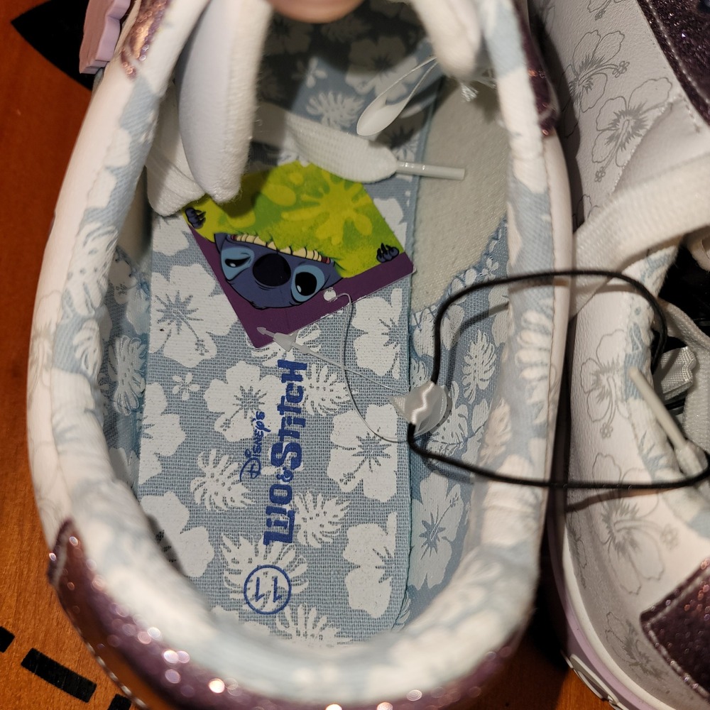 Disney Ground Up Lilo & Stitch Womens White Purple Glitter Ohana Sneakers Sz 11 - Picture 7 of 8